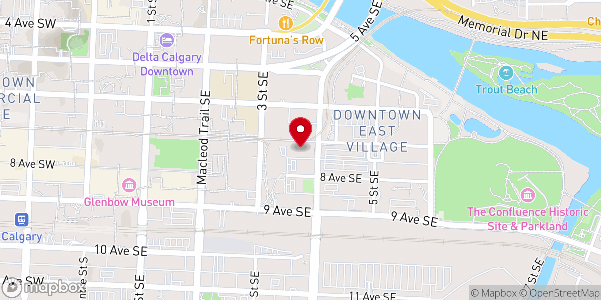 Map showing location of Calgary City Church