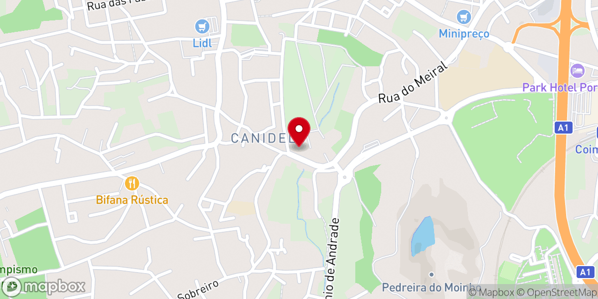 Map showing location of Salão Paroquial de Canidelo