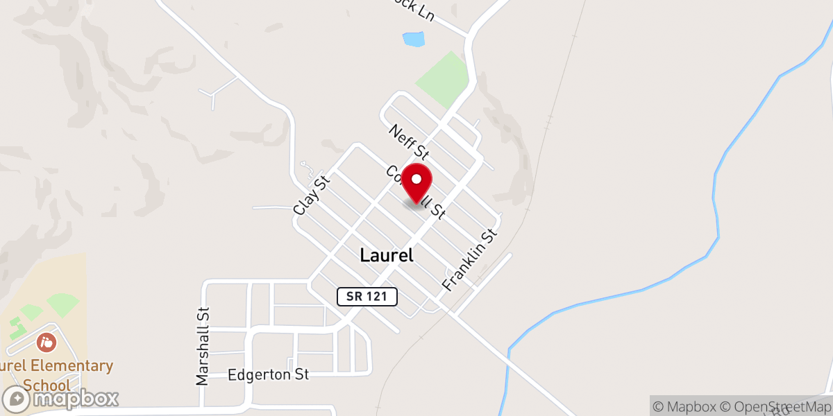 Map showing location of Laurel United Methodist Church