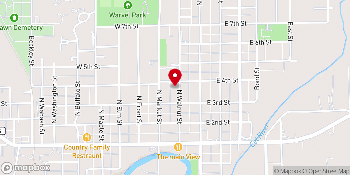 Map showing location of Walnut Street Church