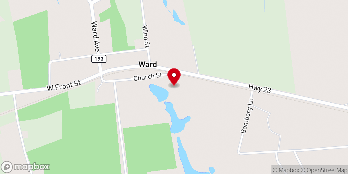 Map showing location of Spann Church