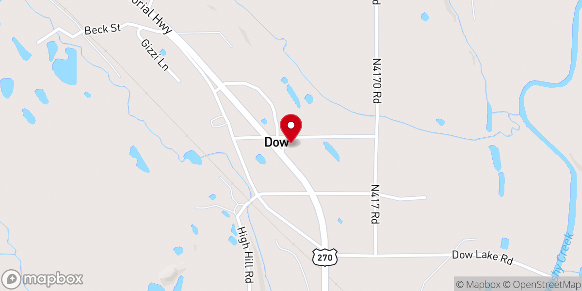 Map showing location of Dow United Methodist Church