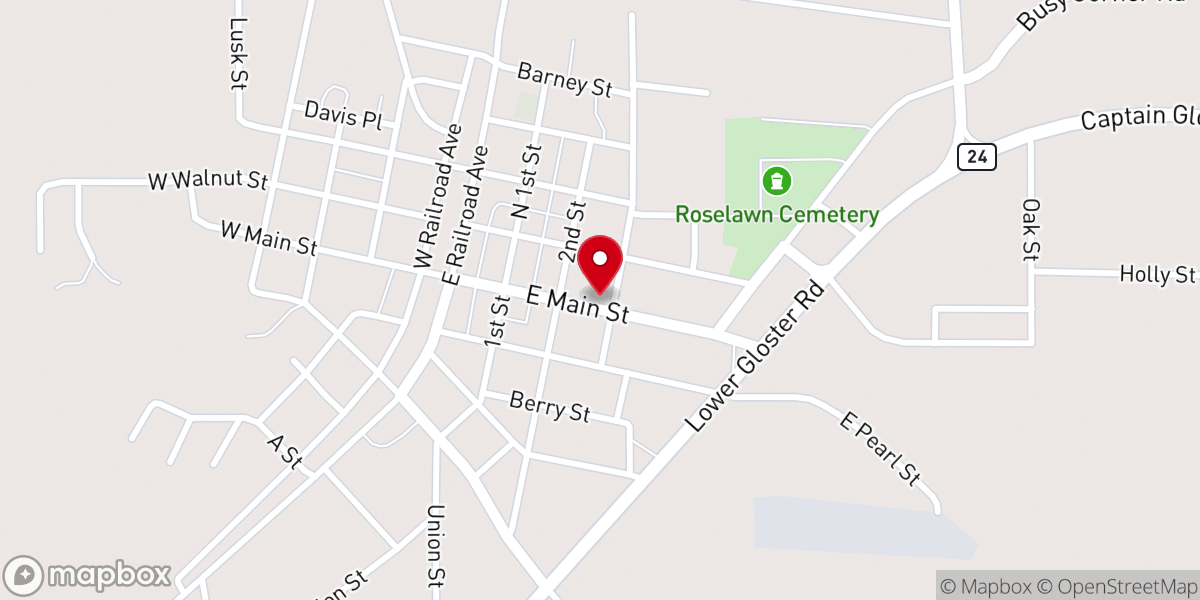 Map showing location of Galilee First Baptist Church