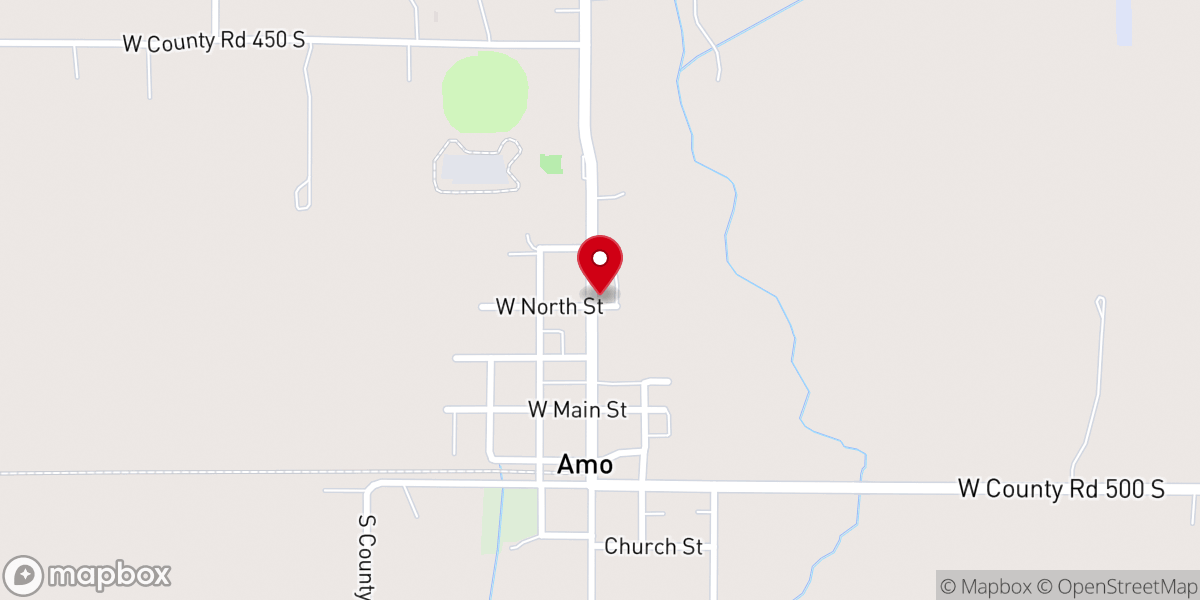 Map showing location of Amo 1st Baptist Church