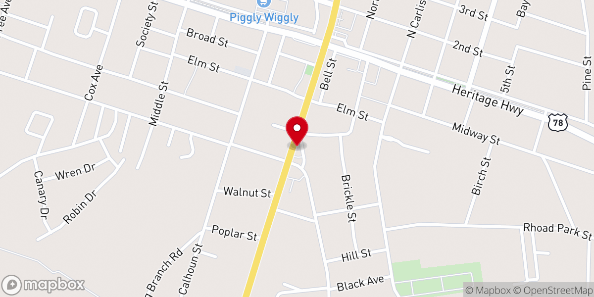 Map showing location of Main Street Methodist Church