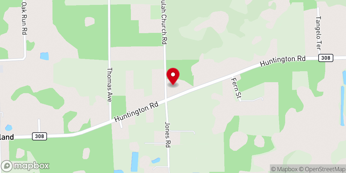 Map showing location of Beulah Baptist Church