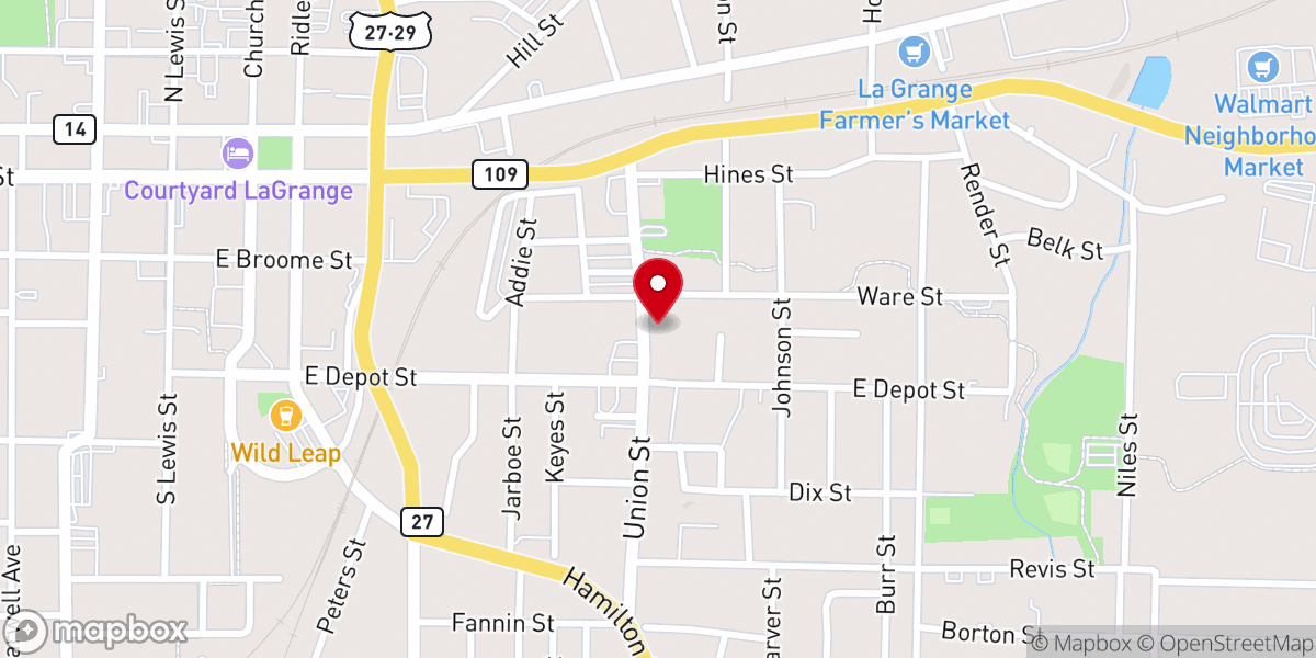 Map showing location of Union Street Baptist Church