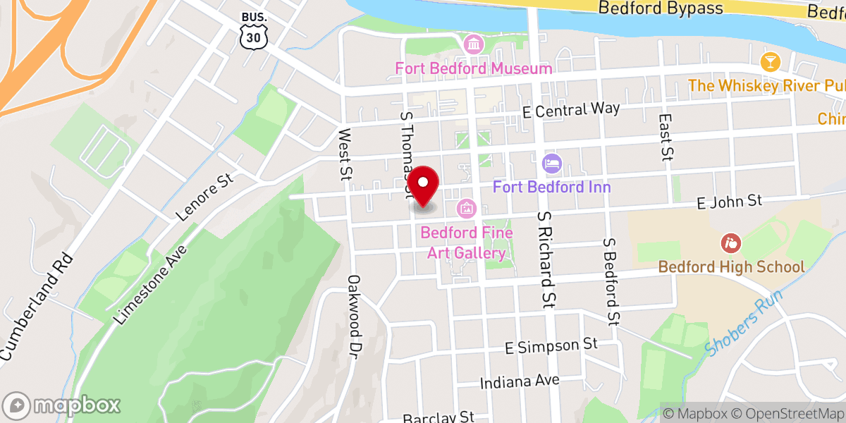 Map showing location of St John's Reformed Church