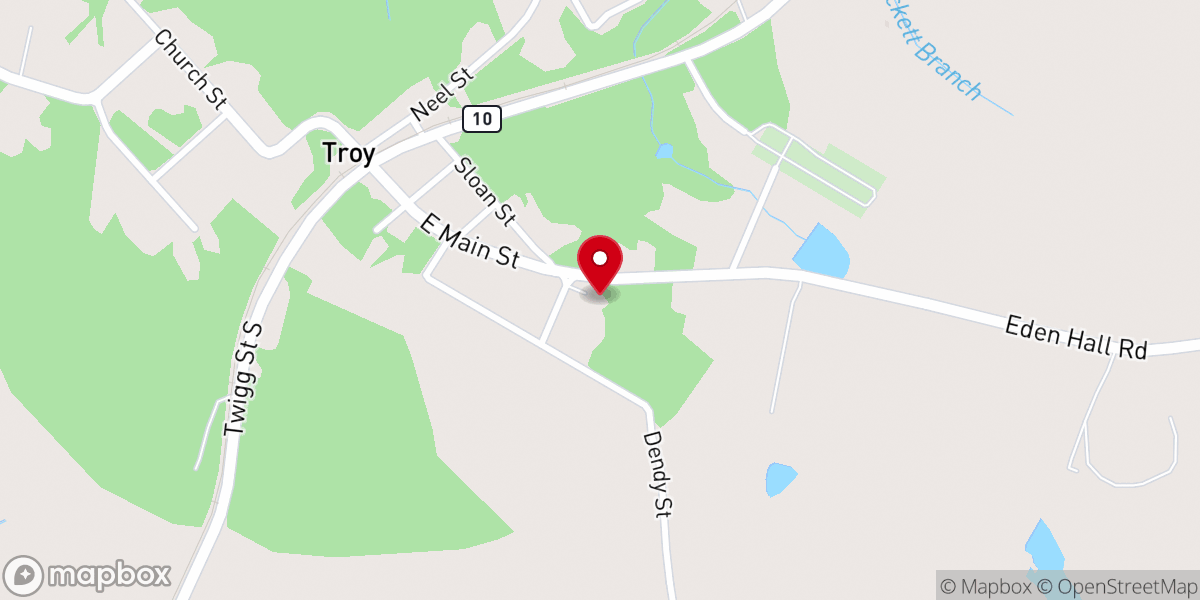 Map showing location of Troy Baptist Church