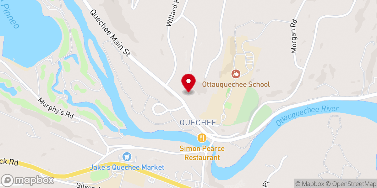 Map showing location of Quechee Community Church
