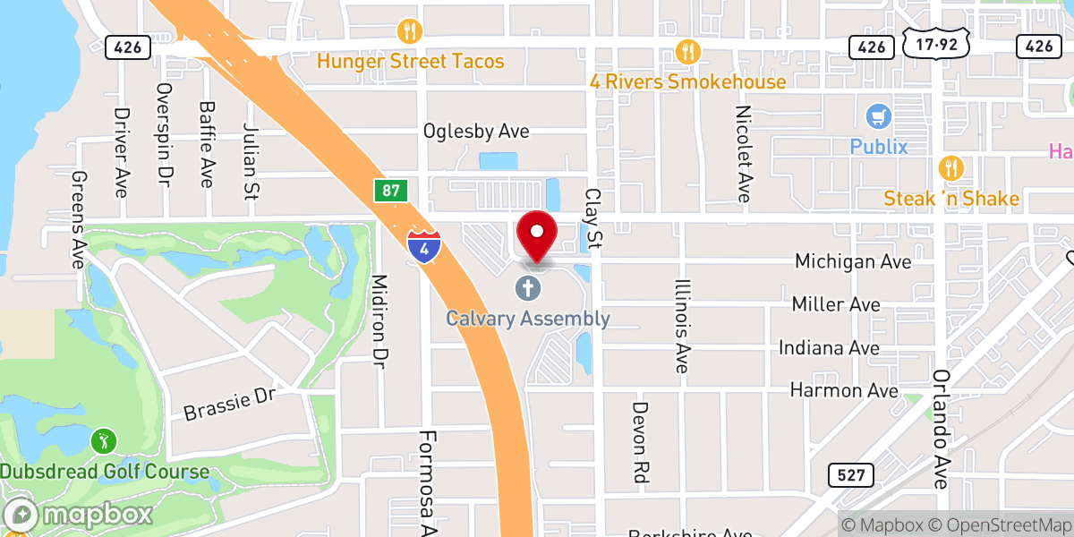 Map showing location of Calvary Orlando