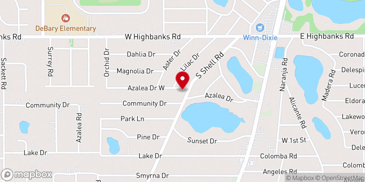 Map showing location of First Baptist Church of Debary