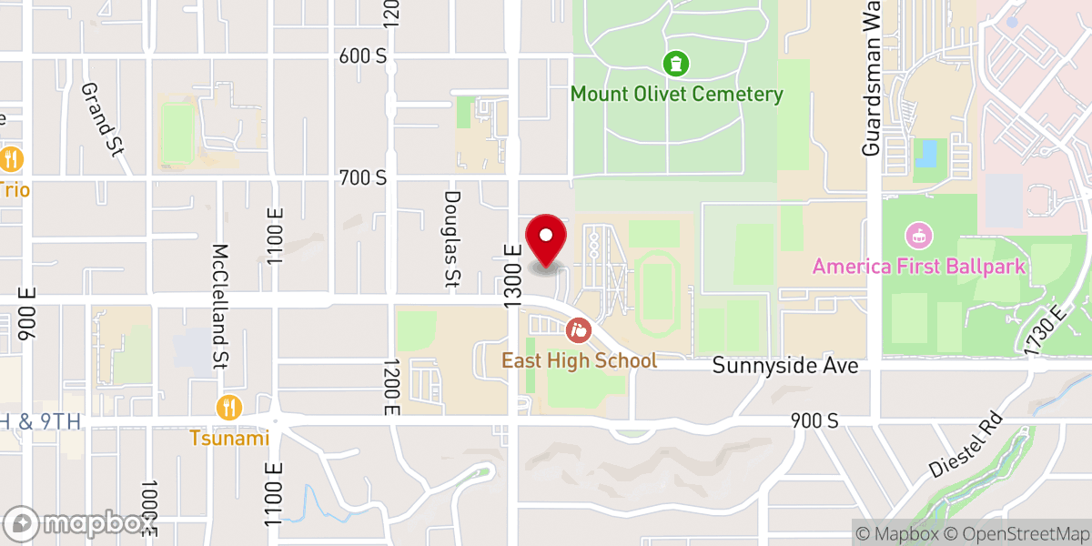 Map showing location of First Baptist Church of Salt Lake City