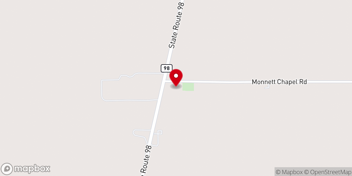 Map showing location of Monnett Memorial M. E. Chapel