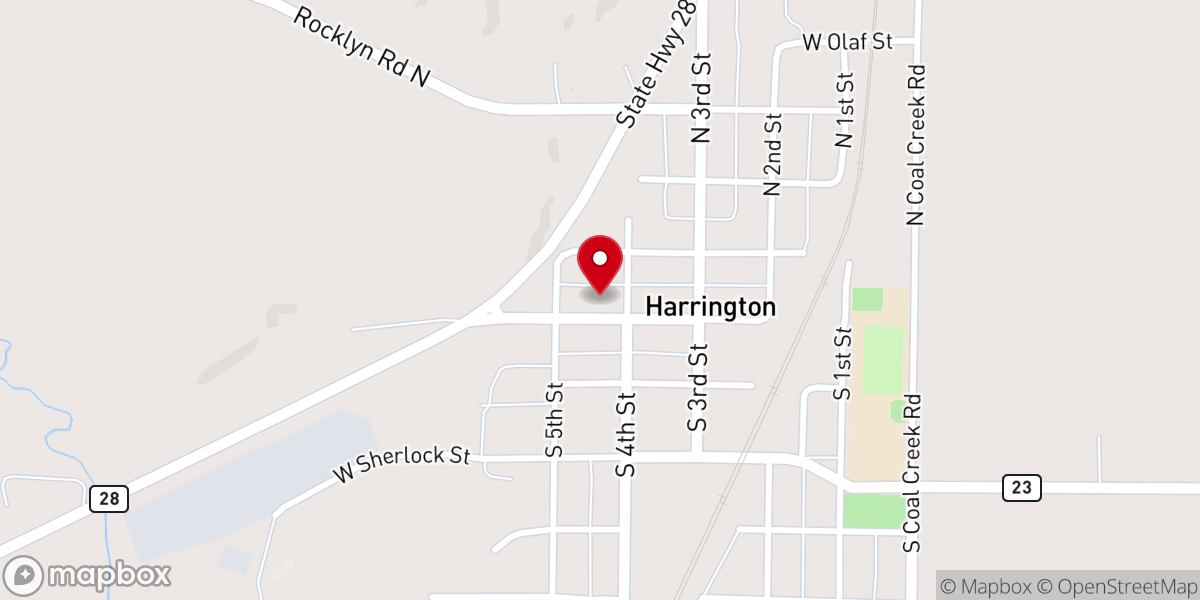 Map showing location of Harrington Community Church