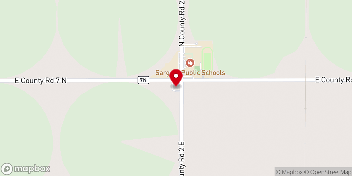 Map showing location of Sargent Community Church
