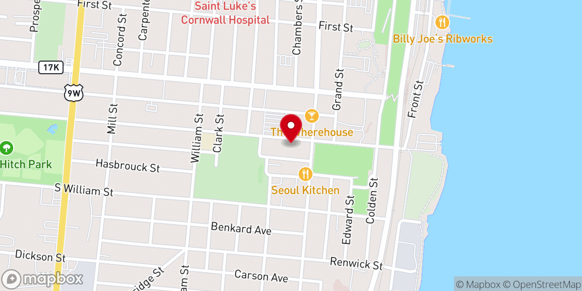 Map showing location of Newburgh A.M.E. Zion Church