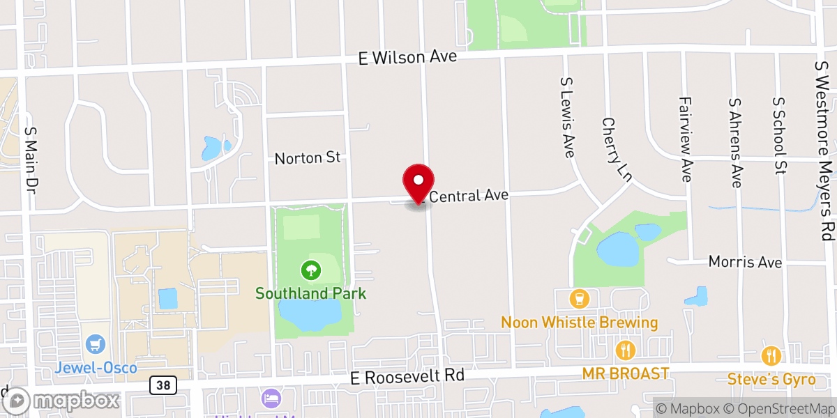 Map showing location of Grace Baptist Church of Lombard