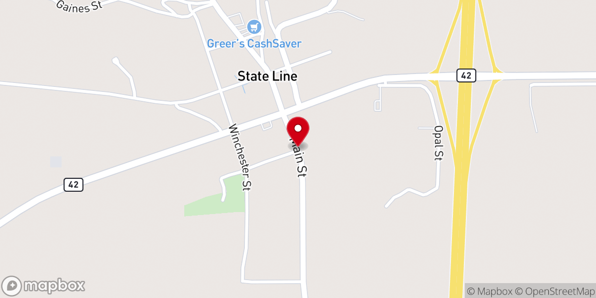 Map showing location of State Line Baptist Church