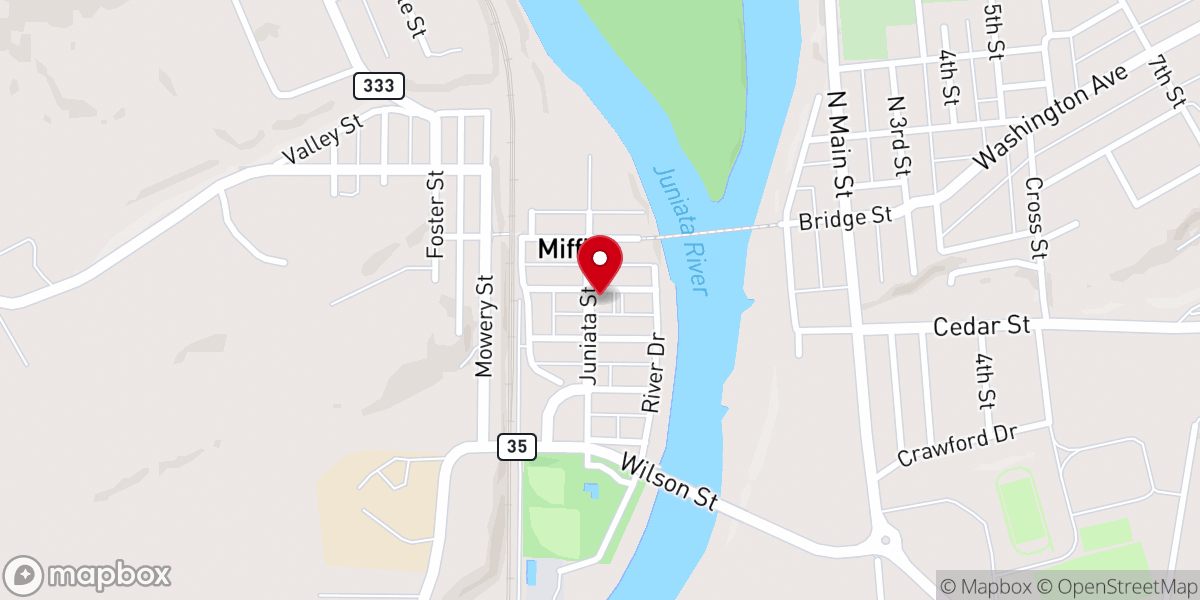 Map showing location of Trinity United Methodist Church