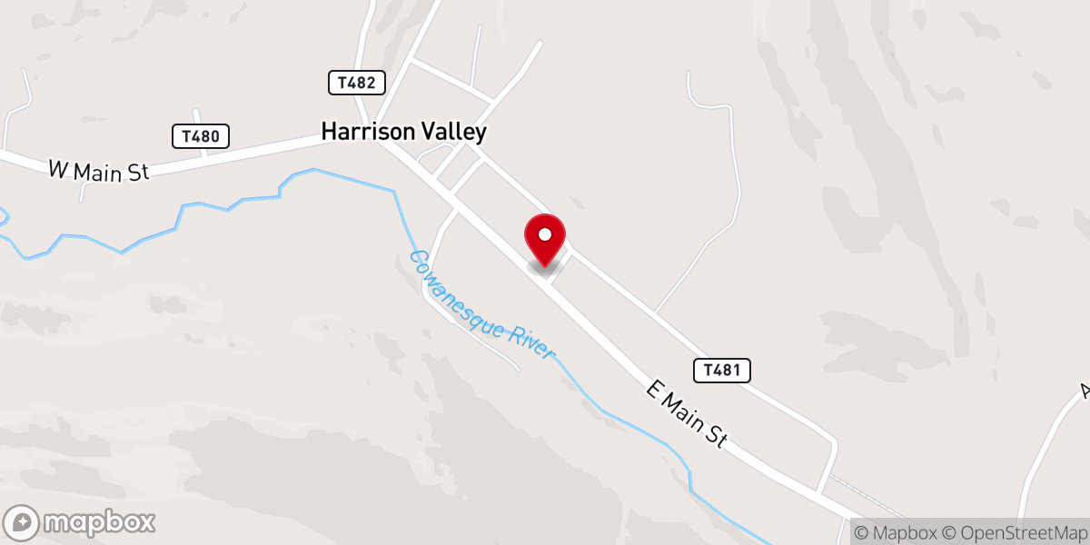 Map showing location of Harrison Valley Alliance Church