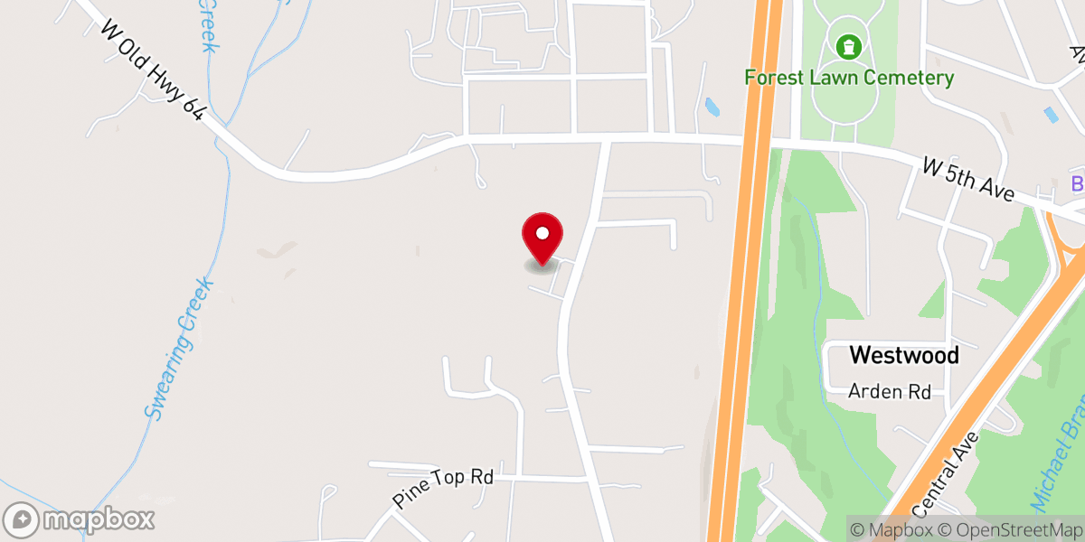 Map showing location of True light Baptist church in Lexington North Carolina.