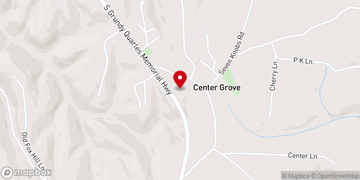 Map showing location of Center Grove church of Christ