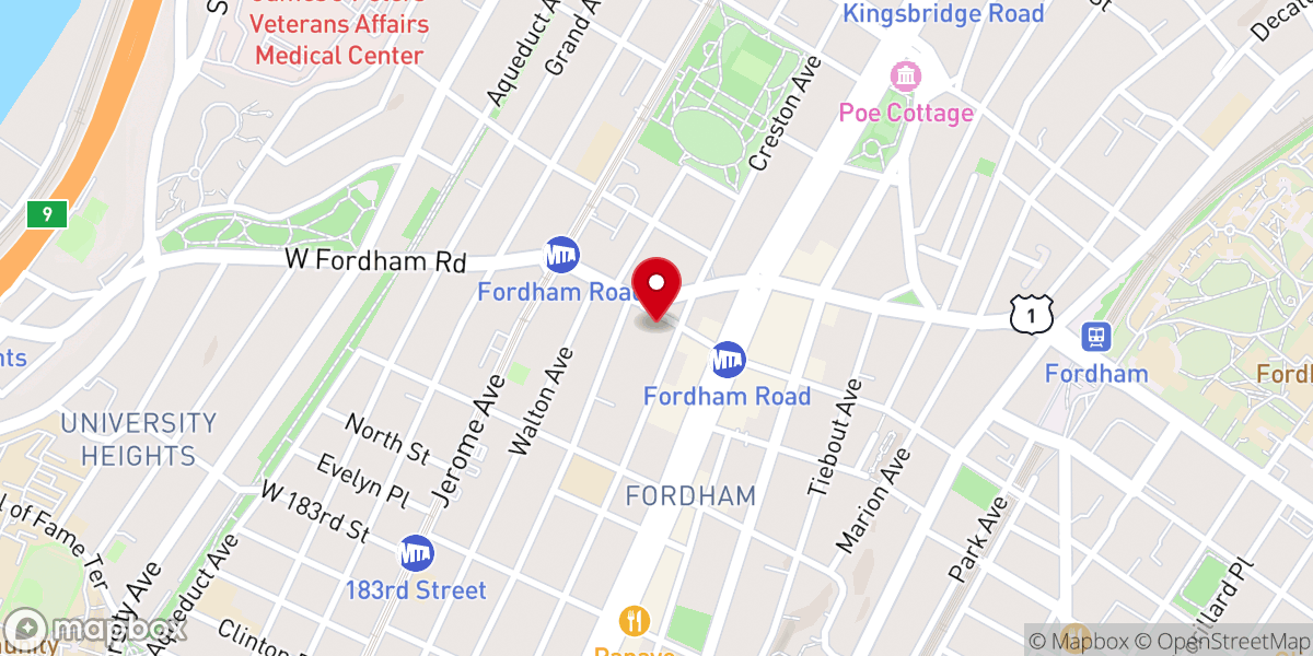 Map showing location of Creston Avenue Baptist Church - Food Distribution Center