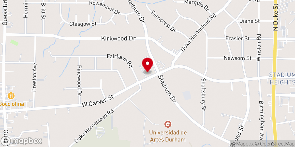 Map showing location of First Pentecostal Church Of Durham