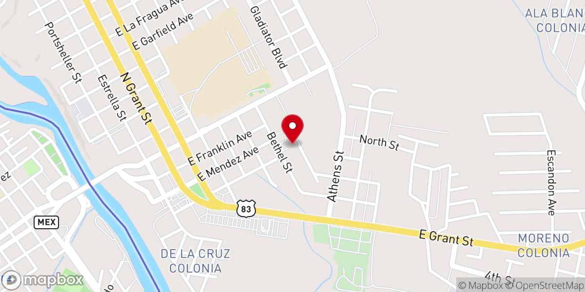 Map showing location of Bethel Mission Outreach Center