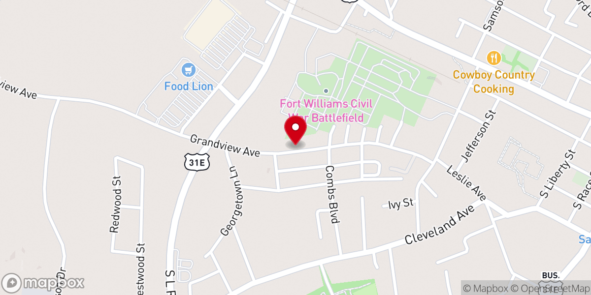 Map showing location of Grider Memorial Baptist Church