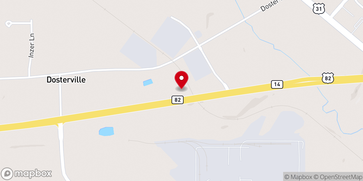 Map showing location of Water Oak Grove Baptist Church
