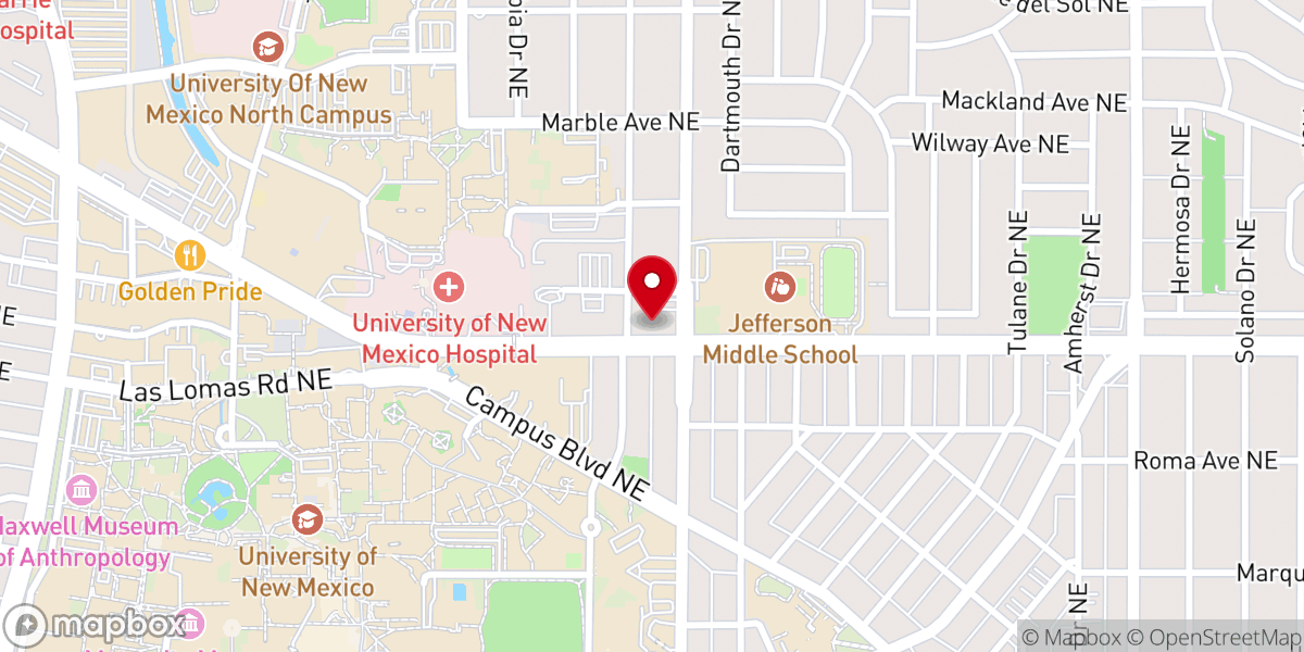 Map showing location of New Mexico Korean Evangelical Church