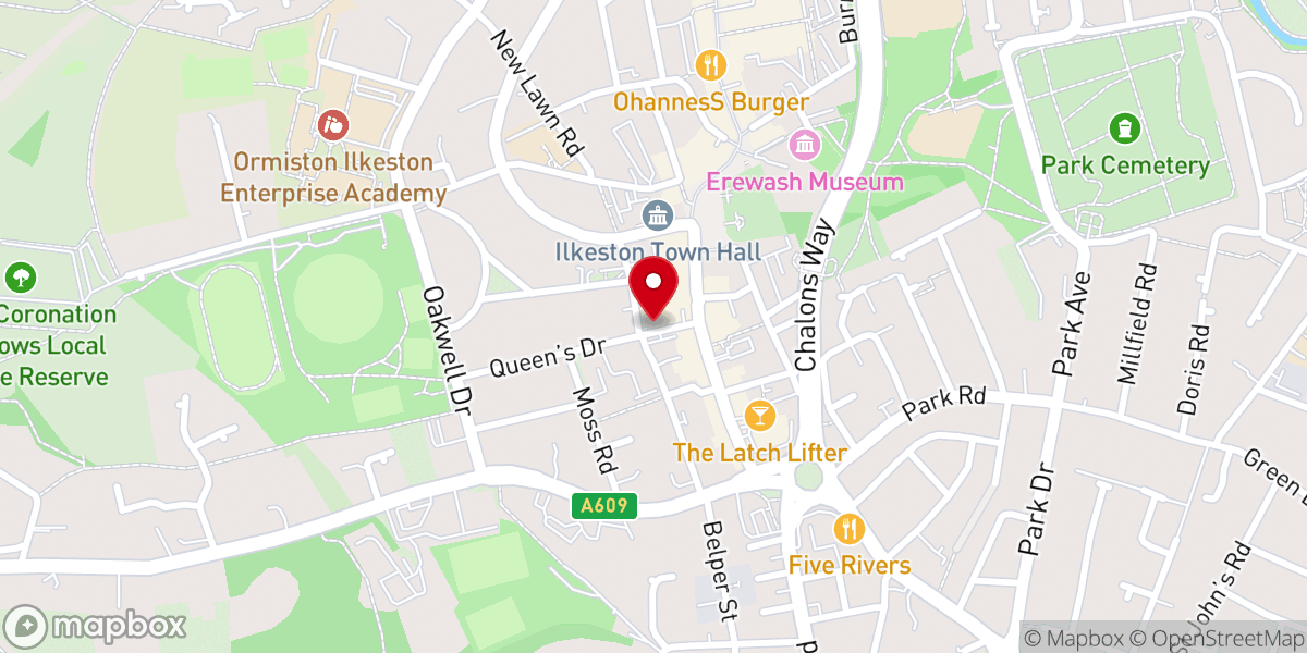 Map showing location of Queen Street Baptist Church
