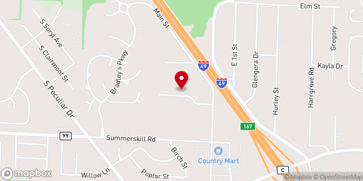 Map showing location of Joyful Sound Worship Center