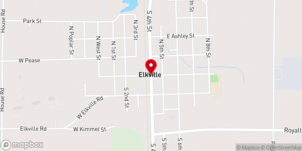 Map showing location of Elkville