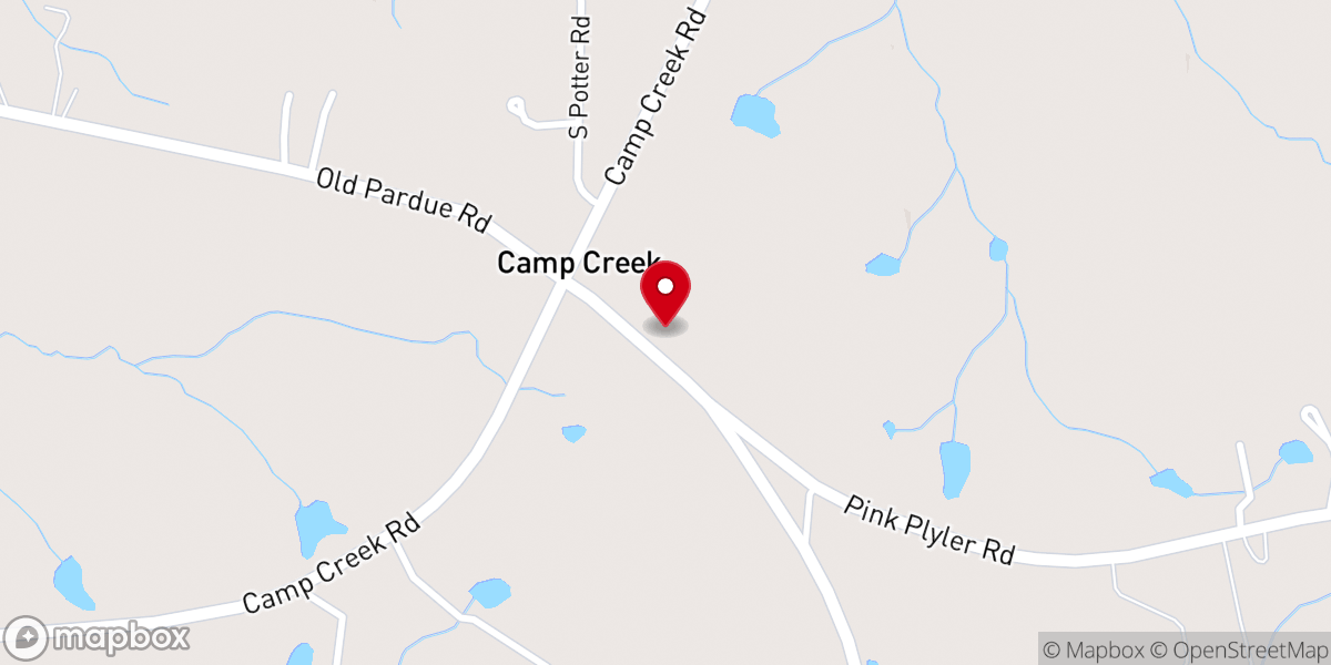 Map showing location of Camp Creek Baptist Church