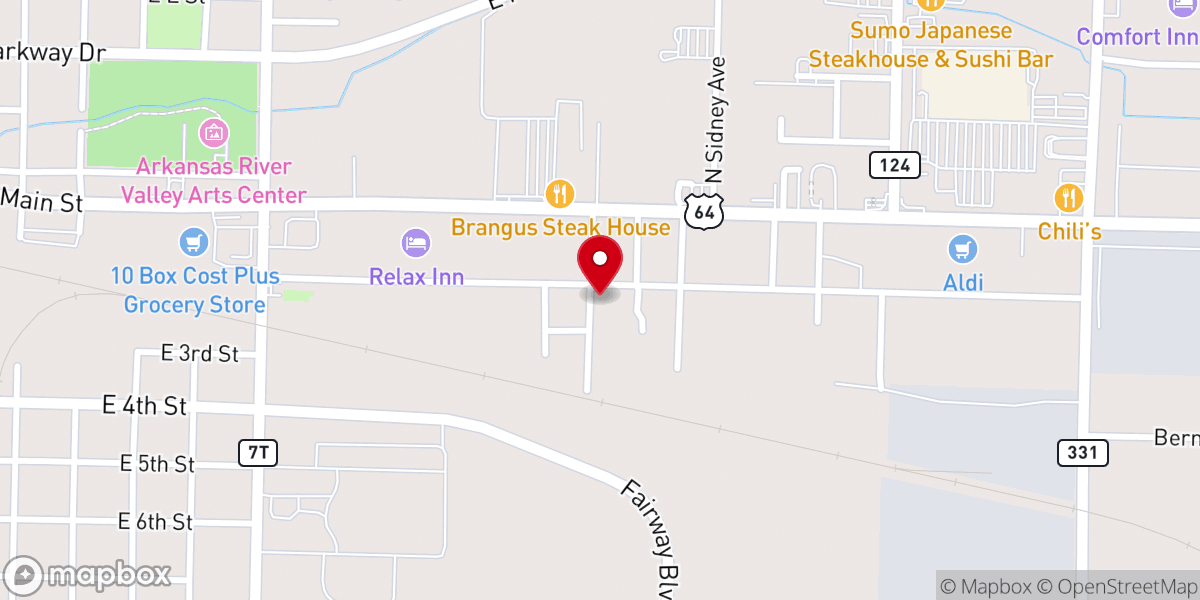 Map showing location of Bethel Worship Center