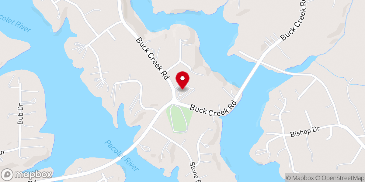 Map showing location of Buck Creek Baptist Church