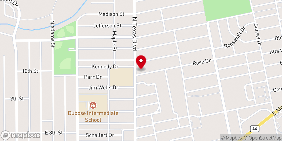 Map showing location of Immanuel Lutheran Church of Alice