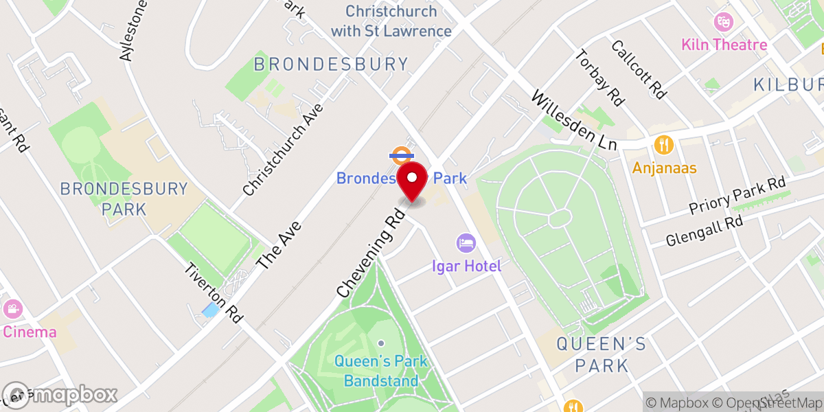 Map showing location of Imam Khoei Islamic Centre London