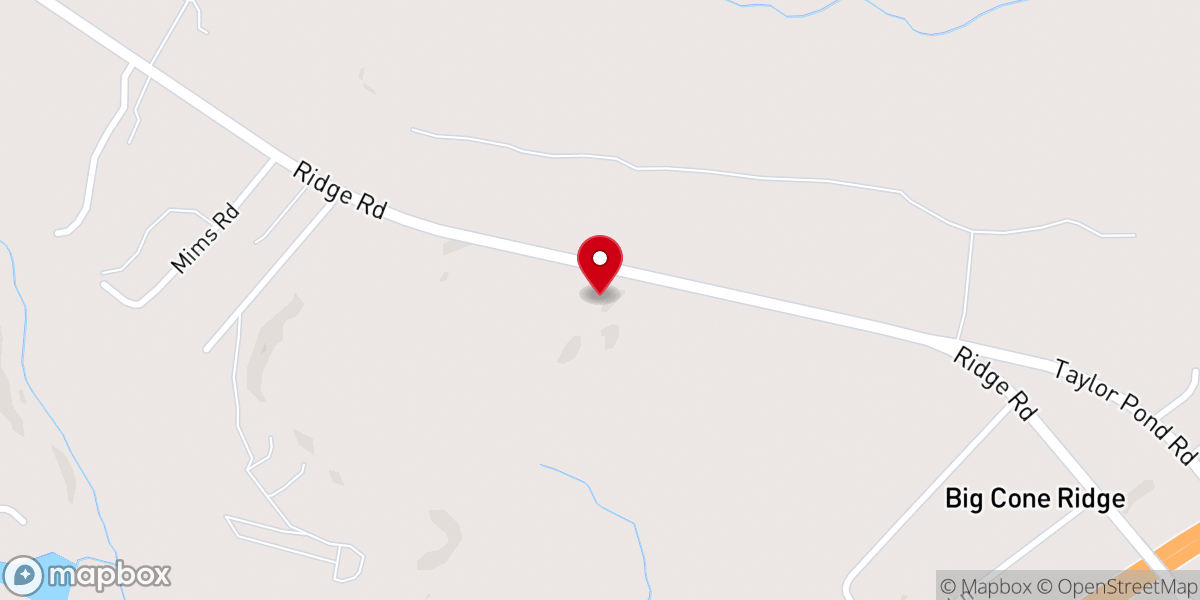 Map showing location of Mims Grove Baptist Church