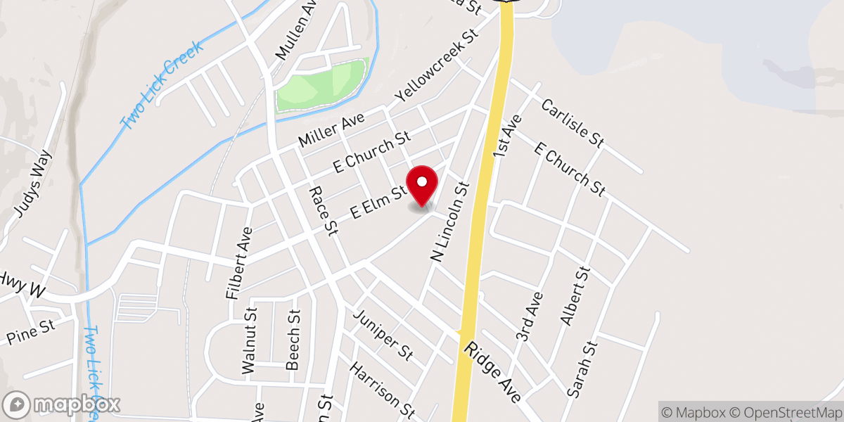 Map showing location of Victory Baptist Church