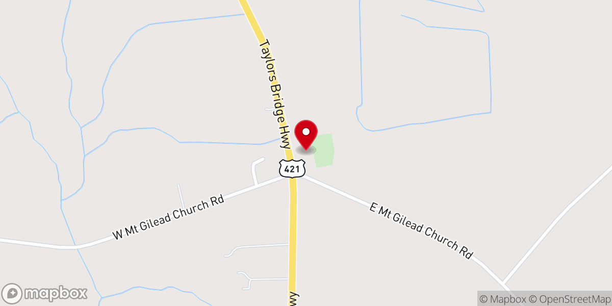 Map showing location of Mount Gilead Church