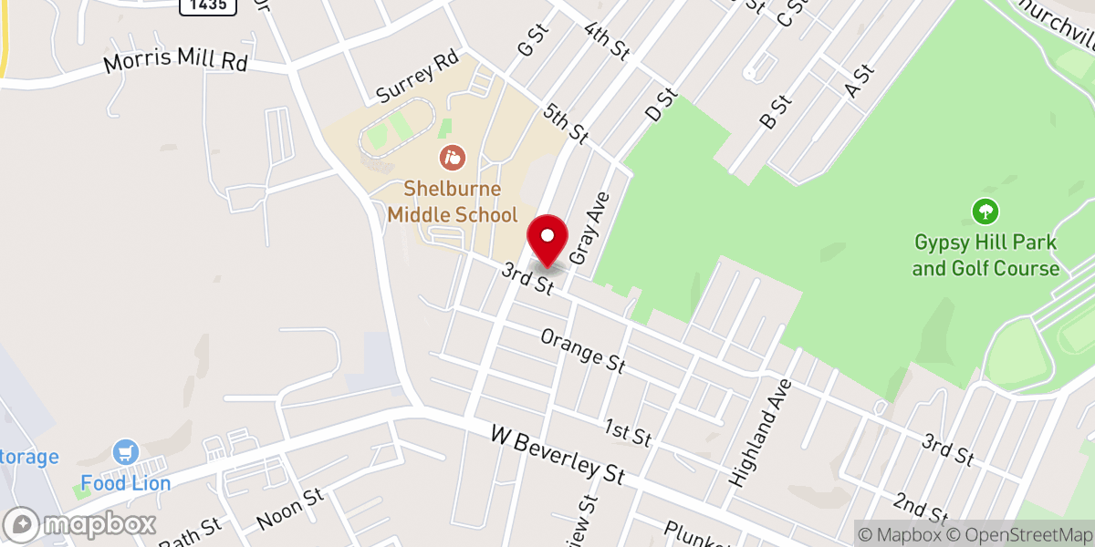 Map showing location of Staunton Mennonite Church