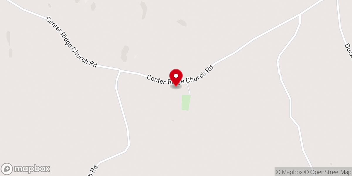 Map showing location of Center Ridge Baptist Church