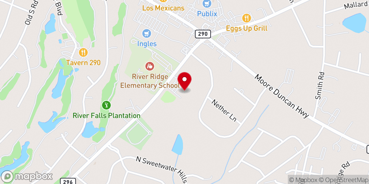 Map showing location of Tyger River Presbyterian Church