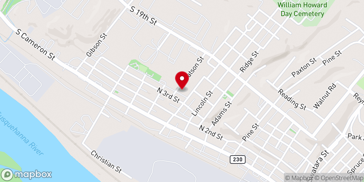 Map showing location of Turner Memorial Baptist Church