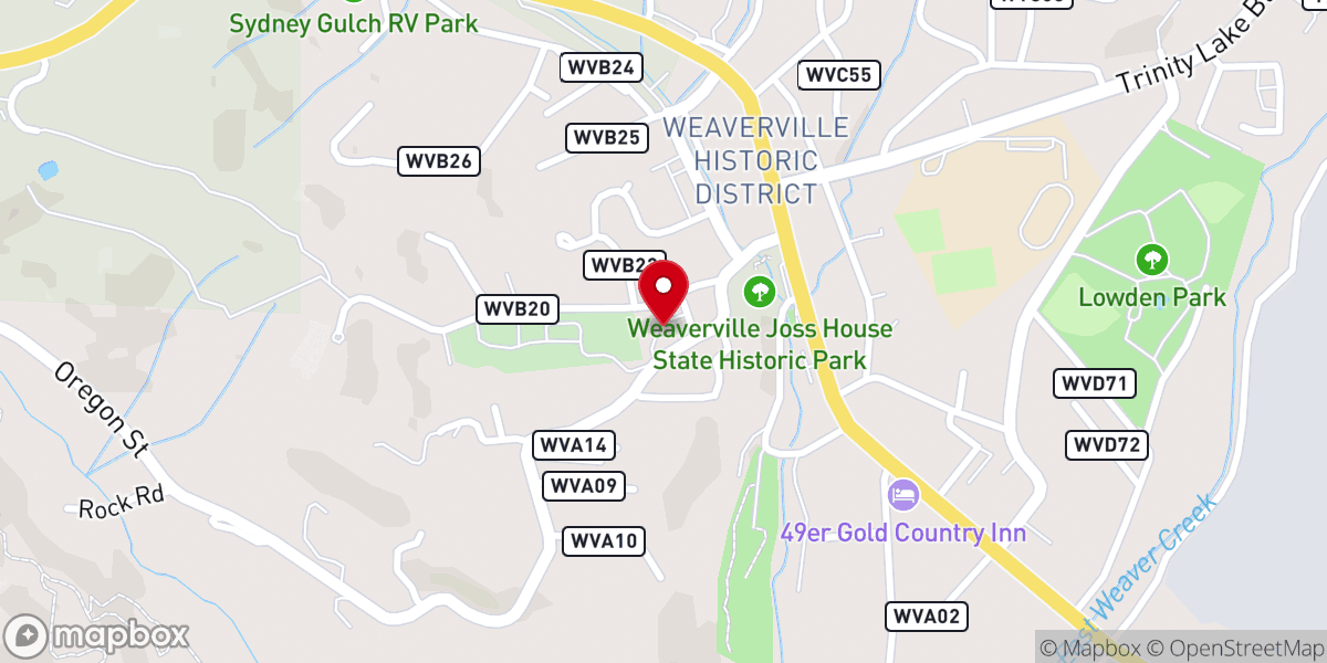 Map showing location of Weaverville Church of Nazarene