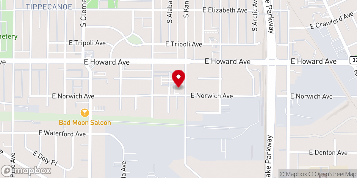 Map showing location of Saint Paul Catholic Church